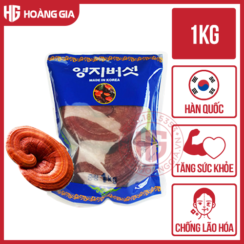 Nấm linh chi đỏ Hàn Quốc nguyên tai lớn túi xanh 1kg