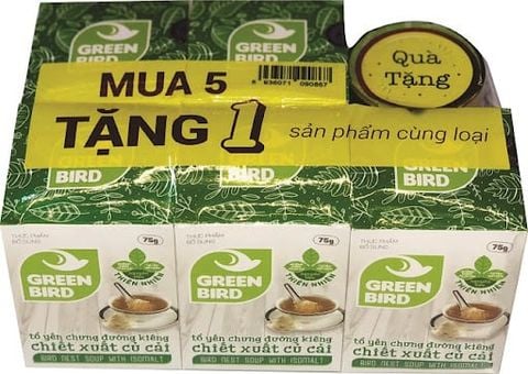 Yến sào Nutri Nest Green Bird đường ăn kiêng - Set 5 tặng 1