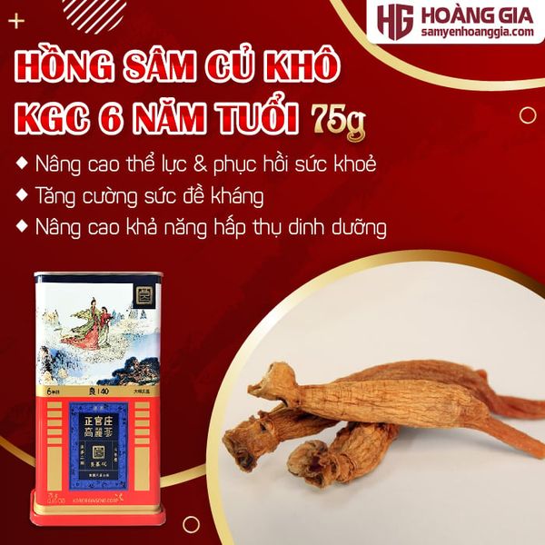 Hồng Sâm Khô Hộp Thiếc KGC Jung Kwan Jang Hộp 75g
