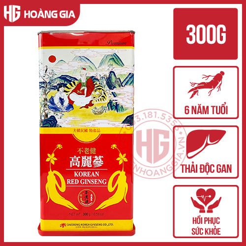 Sâm Củ Khô Hộp Thiếc Hàn Quốc Daedong hộp 300g 11-20 củ