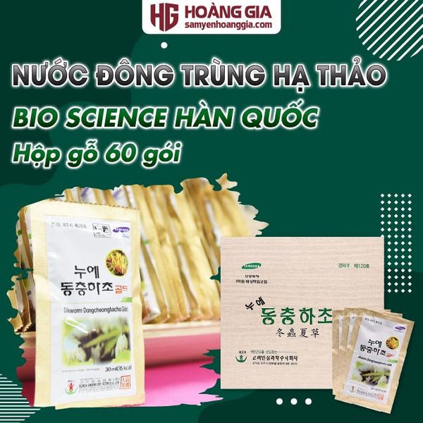 Nước đông trùng hạ thảo Hàn Quốc Bio-Science hộp gỗ 60 gói