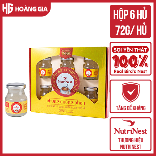 Yến Sào Nguyên Chất Chưng Đường Phèn Hộp quà 6 hũ x 72g