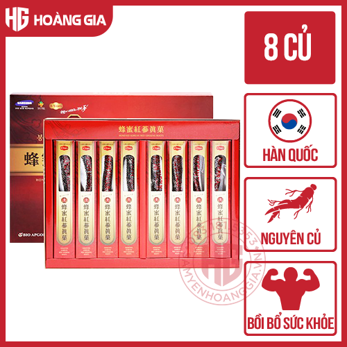 Hồng Sâm Củ Tẩm Mật Ong BIO APGOLD hộp 240g có 8 củ