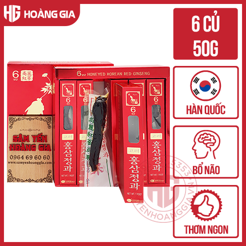 Hồng Sâm Củ Tẩm Mật Ong Hàn Quốc KGS hộp 300g có 6 củ lớn