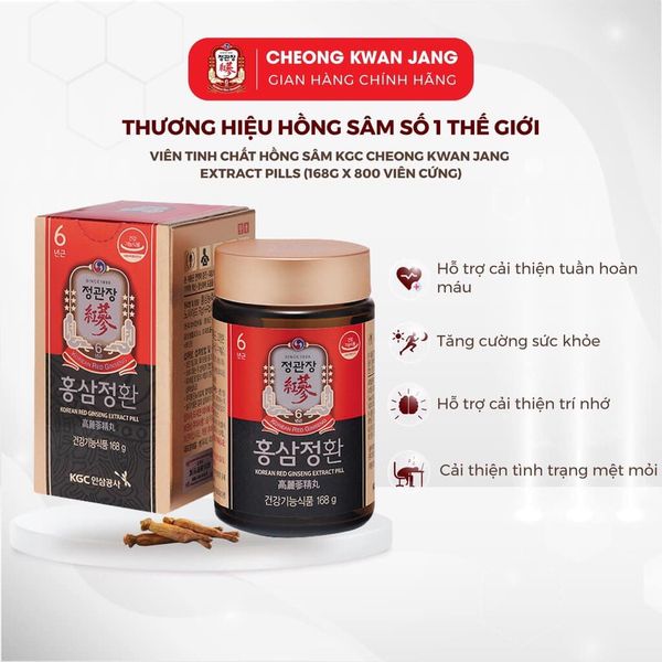 Viên hồng sâm 6 năm tuổi Chính phủ Hàn KGC Jung Kwan Jang lọ 168g