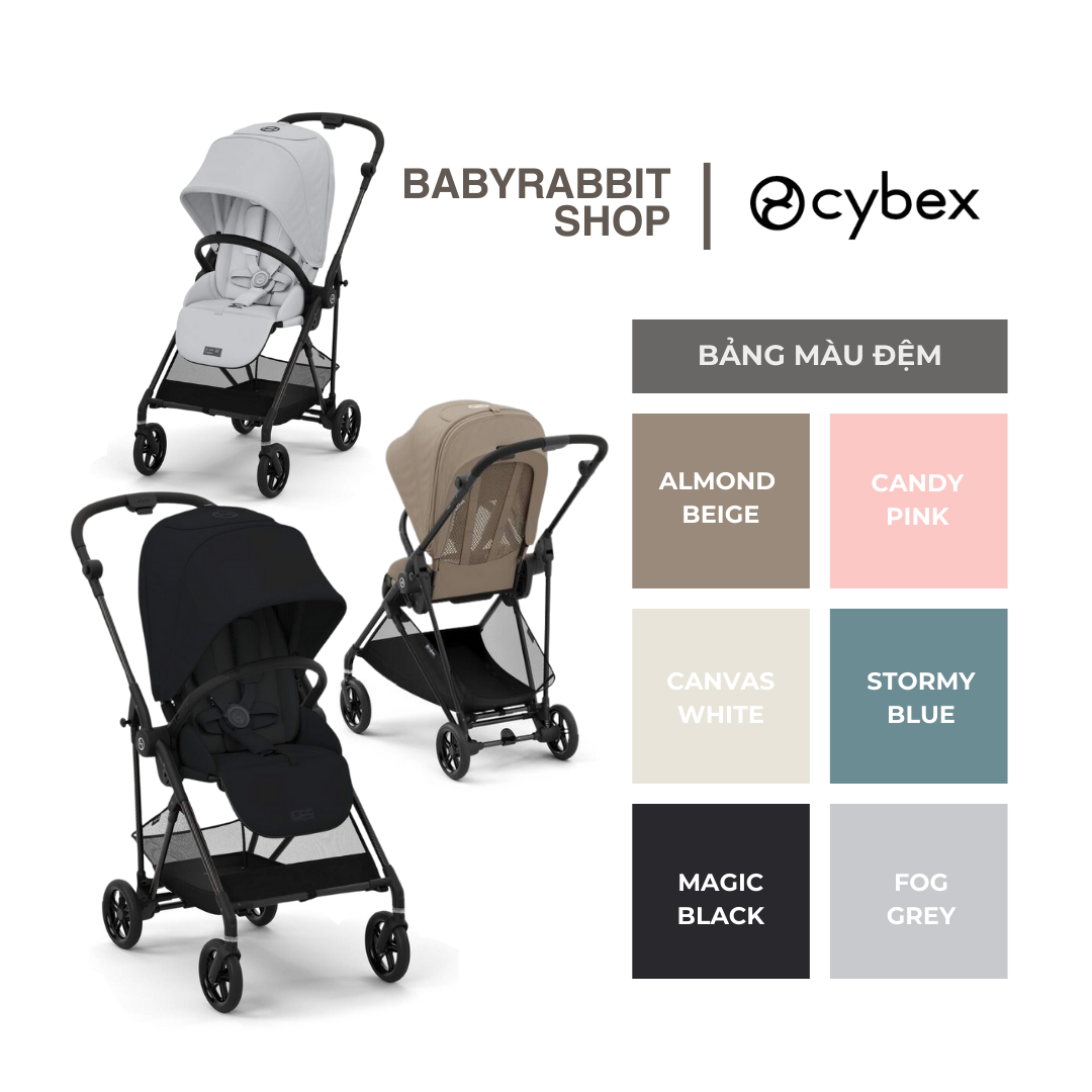 XE ĐẨY GẤP GỌN CYBEX MELIO 3 - Frame Carbon Canvas White - Baby Rabbit Shop
