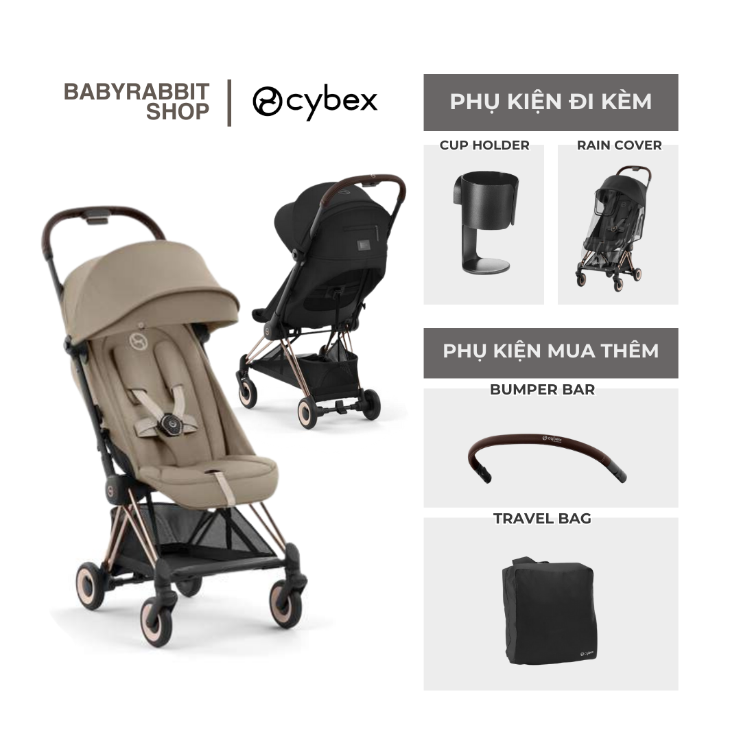 Xe đẩy du lịch gấp gọn Cybex Coya Frame Rose Gold Color Peach Pink ...