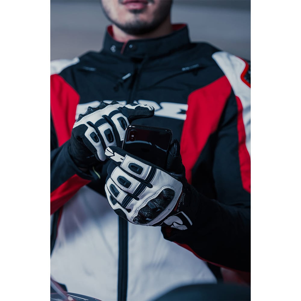 Găng Tay Da SPIDI G-Carbon White