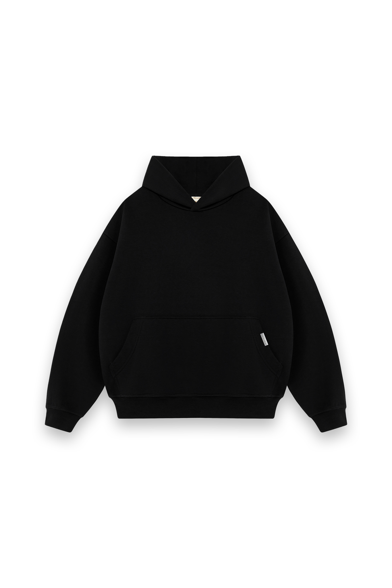 maverick-initial-boxy-hoodies || Black