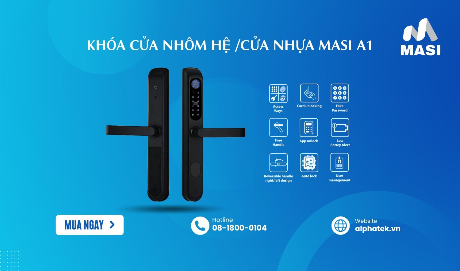  Khóa Cửa Nhôm Hệ /Cửa Nhựa MASI A1 