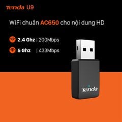 Tenda U9 USB thu WiFi AC650 băng tần 2.4/5.0Ghz