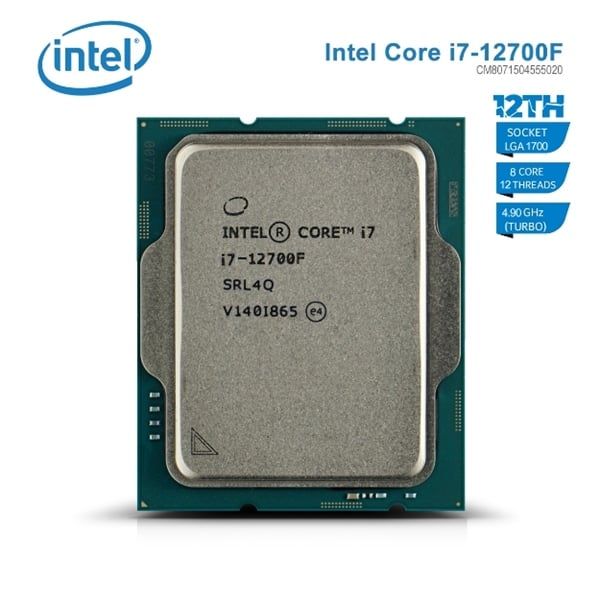 CPU INTEL CORE I7-12700F (UP TO 4.8GHZ, 12 NHÂN 20 LUỒNG, 25MB CACHE, 125W) - TRAY NEW