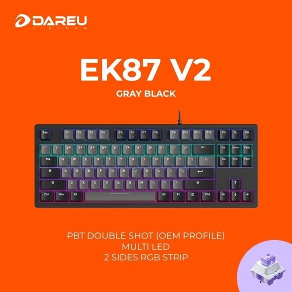 BÀN PHÍM CƠ DAREU EK87 V2 - DREAM SWITCH ( GREY BLACK)