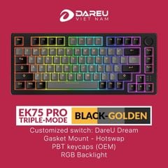 Bàn phím cơ không dây Dareu EK75 PRO RGB - Dream Switch (Black - Golden) Bluetooth