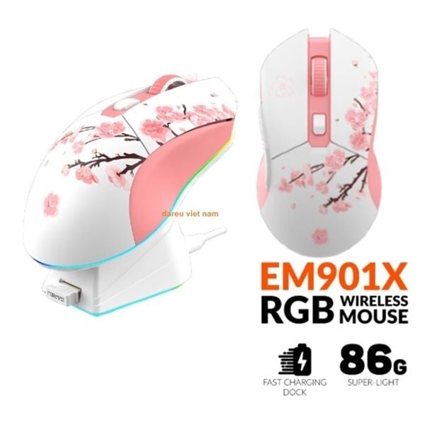 Chuột Gaming Dareu EM901X RGB Superlight Wireless PINK