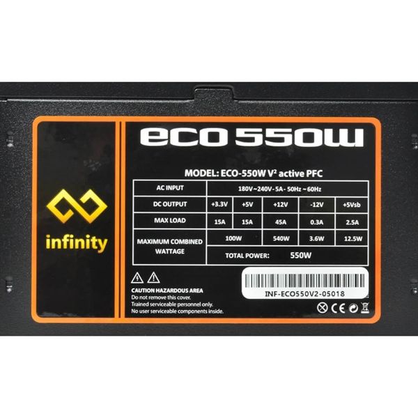 Nguồn INFINITY ECO 550W V2 ACTIVE PFE Sigle Rail 12V 85 PLUS Chính hãng