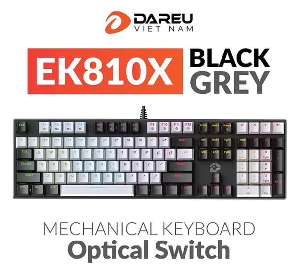 Bàn phím cơ Dareu Ek810X Rgb - Switch Blue (Black - Grey)