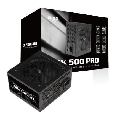 BỘ NGUỒN MÁY TÍNH AIGO MODEL CK500PRO 500W 80+ EFICIENCY (DÂY CÁP ĐEN DẸT)