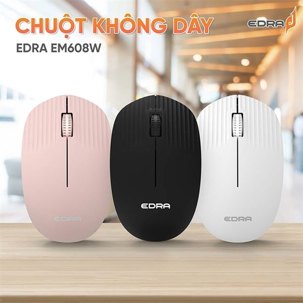 Chuột không dây E-DRA EM608W màu đen
