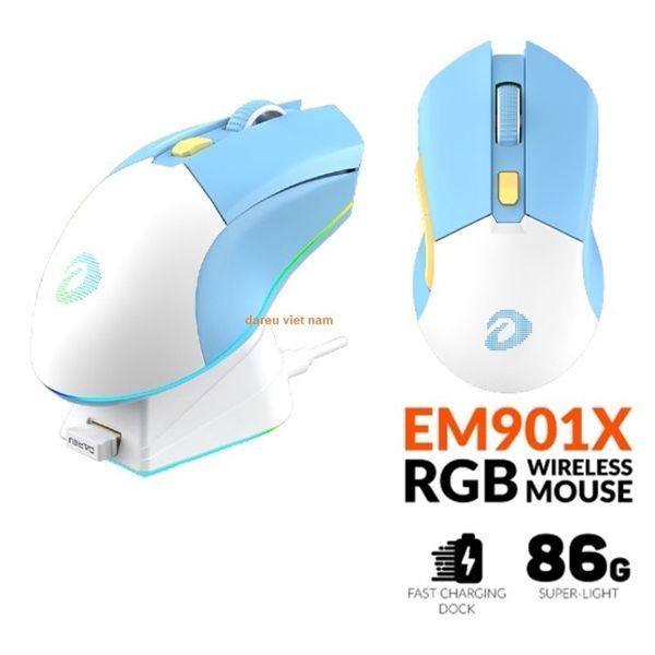 Chuột Gaming Dareu EM901X RGB Superlight Wireless BLUE
