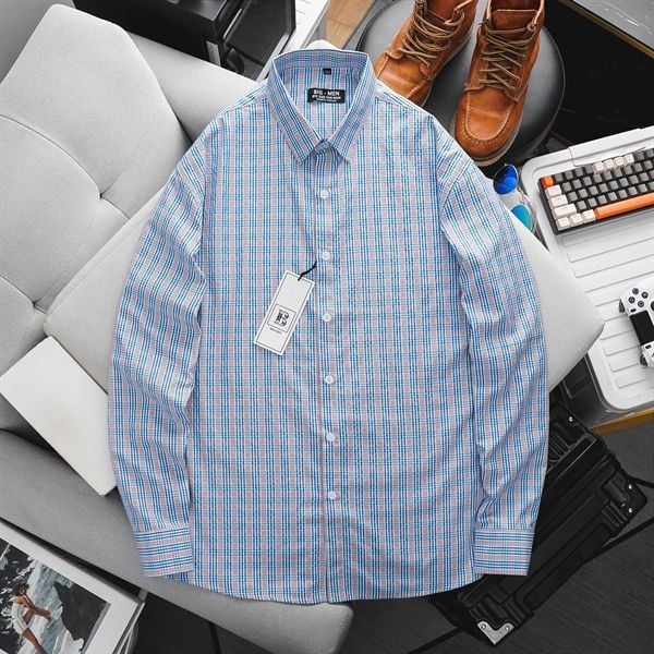 Áo sơ mi tay dài sọc caro thời trang bigsize nam 80-130 kg