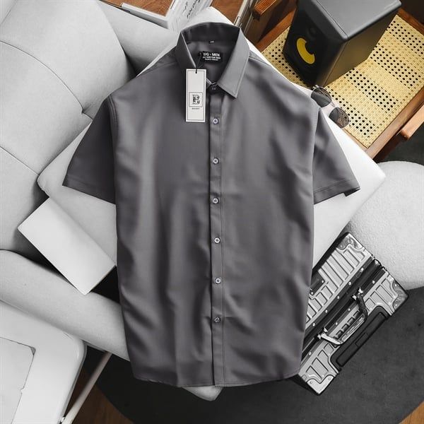 Áo sơ mi tay ngắn chất vải Mango cao cấp, lịch lãm thời trang bigsize nam< 130 kg