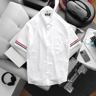 Áo sơ mi tay ngắn có túi phối dây đai ngang tay big size (Mẫu 20) - sm10