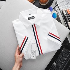 Áo sơ mi tay ngắn họa tiết sọc phối thời trang cỡ đại (Mẫu 29)
