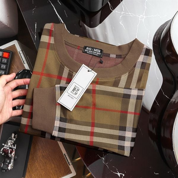 Áo khoác sweater vải umi phối caro thời trang bigsize nam < 140kg