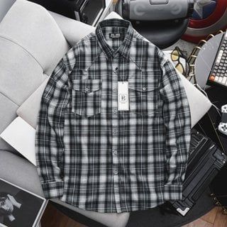 Áo sơ mi tay dài vải caro thời trang phối túi MẪU 2 (Mẫu 7)