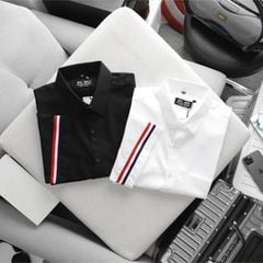 Áo sơ mi tay ngắn có túi phối dây đai ngang tay big size (Mẫu 20) - sm10