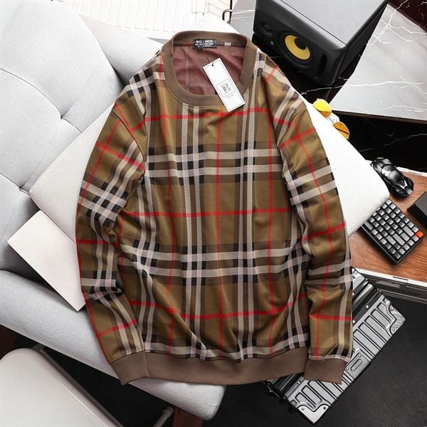 Áo khoác sweater vải umi phối caro thời trang bigsize nam < 140kg