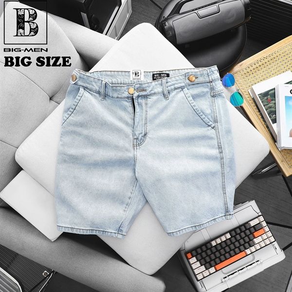Big Men- Quần short jean tông xanh nhạt thời trang năng động bigsize nam 80- 130 kg_ mã 458