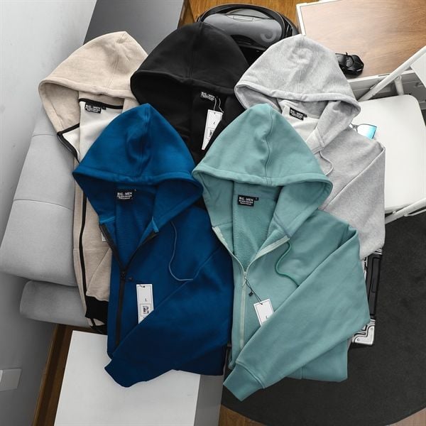 Áo khoác vải nỉ trơn big size nam 90-140kg (Mẫu 2)