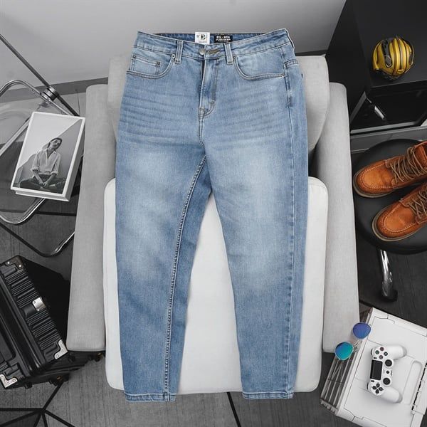 Quần jean dài tông xanh nhạt trơn và phối rách thời trang bigsize nam 80- 130 kg_ Mã 479