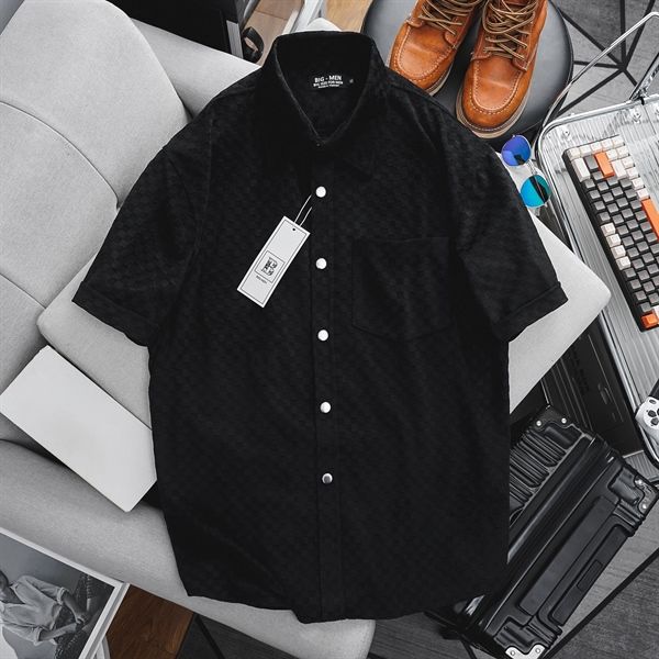 Áo sơ mi tay ngắn vải nhung caro (Mẫu 4)