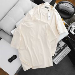 Áo thun cotton màu kem trơn (Mẫu 36)