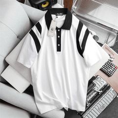 Áo thun polo cotton thân trắng phối cổ đen thời trang cỡ đại bigsize nam < 140kg