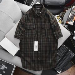 Áo sơ mi tay ngắn vải caro thời trang phối túi mẫu 2 (Mẫu 10)