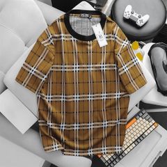 Áo thun cổ tròn phối sọc caro thời trang cỡ đại (Mẫu 30)