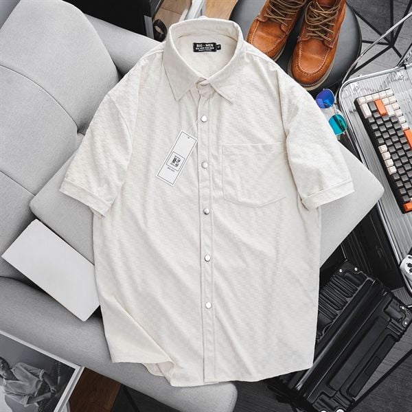 Áo sơ mi tay ngắn vải nhung caro (Mẫu 4)