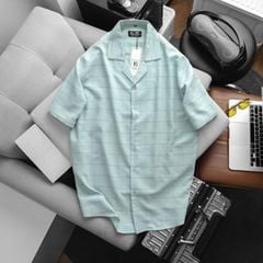 Áo sơ mi nam tay ngắn cổ đăng tông vải xô đũi sọc bigsiz (Mẫu 2)