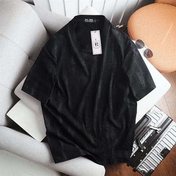 Áo thun chất vải cotton wash rách thời trang bigsize nam 85- 135 kg