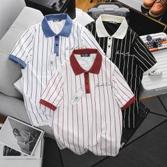 Áo thun polo phối sọc dọc Hardcore thời trang nam bigsize <135kg