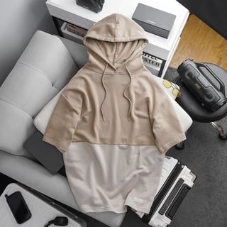 Áo hoodie big size tay ngắn phối màu siêu độc (Mẫu 4)