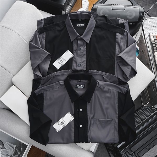 Áo sơ mi tay ngắn phối màu thời trang vải lụa QC cao cấp (Mẫu 28)