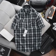 Áo sơ mi tay ngắn vải caro thời trang phối túi mẫu 2 (Mẫu 10)