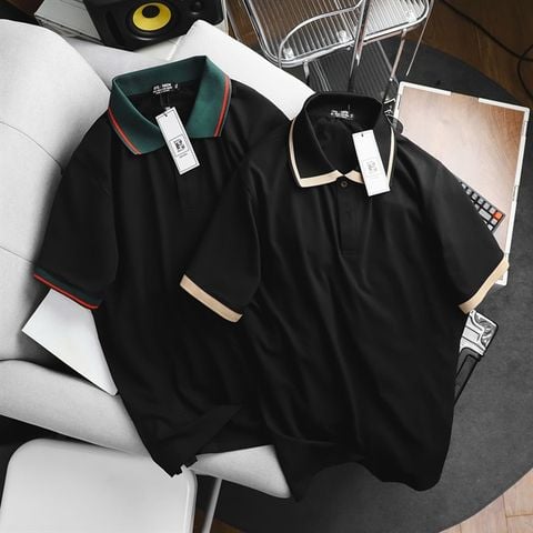 Áo thun polo cotton phối cổ lịch lãm thời trang bigsize nam< 135 kg