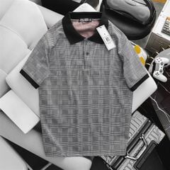Áo thun polo vải umi họa tiết caro thời trang cỡ đại (mẫu 61)
