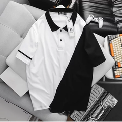 Áo thun polo cotton phối thân trắng đen thời trang cỡ đại bigsize nam < 140kg